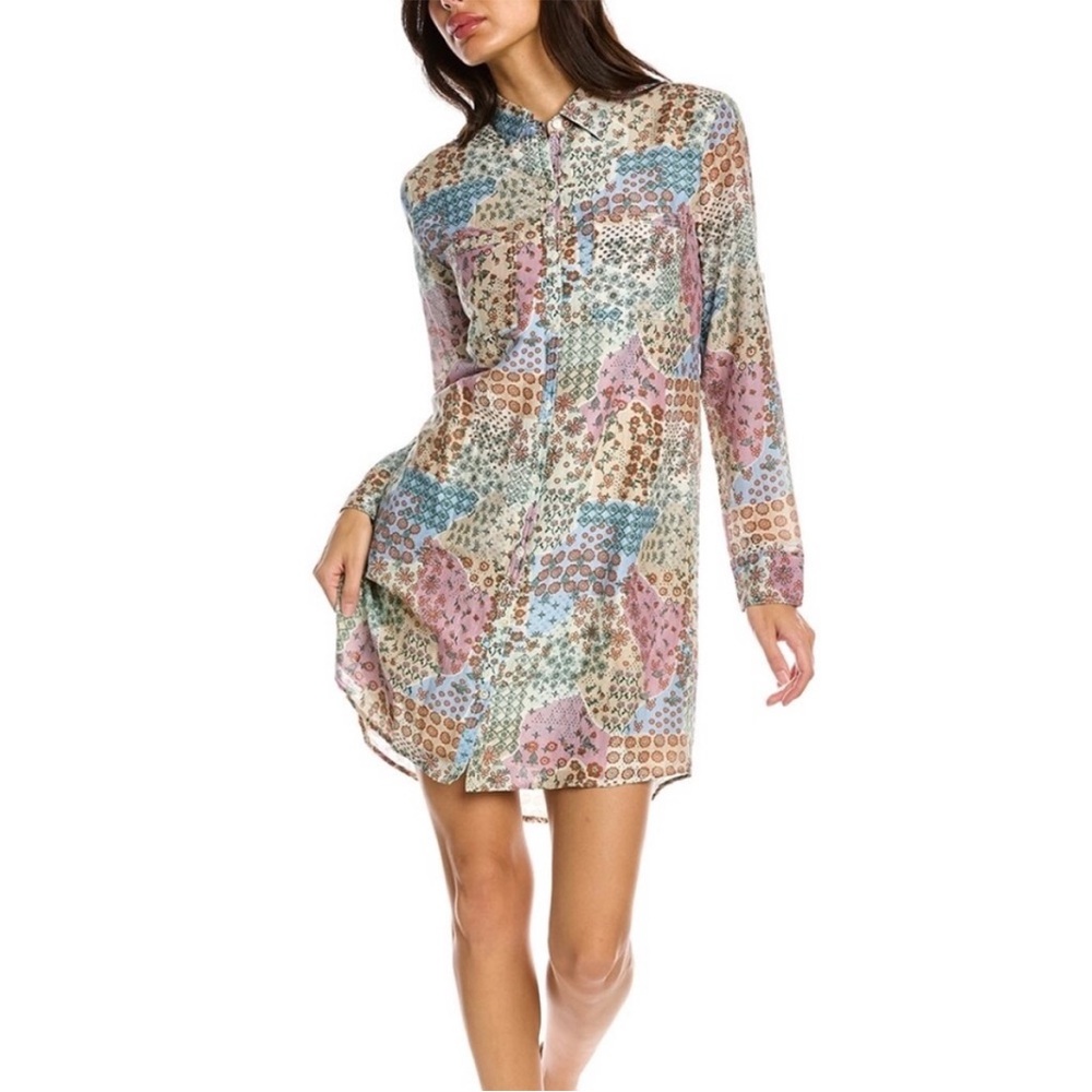 Roller Rabbit Floral Print Silk-Blend Shirtdress. Size XS. NWT. MSRP $160.